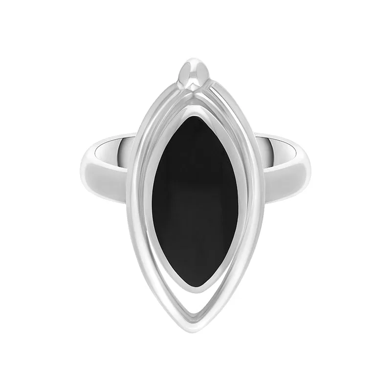 Sterling Silver Whitby Jet Marquise Open Edge Unique Ring sold by Jura Watches product image thumbnail 2