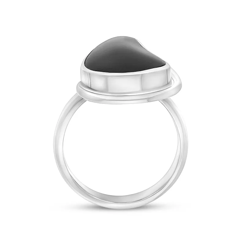 Sterling Silver Whitby Jet Abstract Oval Open Edge Unique Ring sold by Jura Watches product image thumbnail 3