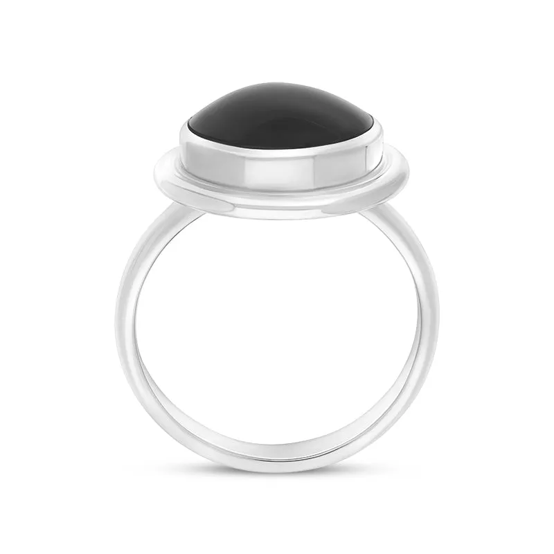 Sterling Silver Whitby Jet Round Solid Edge Unique Ring sold by Jura Watches product image thumbnail 3