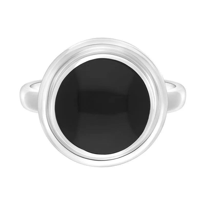Sterling Silver Whitby Jet Round Solid Edge Unique Ring sold by Jura Watches product image thumbnail 2