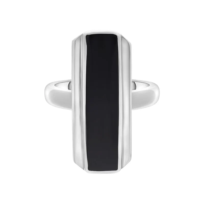 Sterling Silver Whitby Jet Oblong Solid Edge Ring sold by Jura Watches product image thumbnail 2