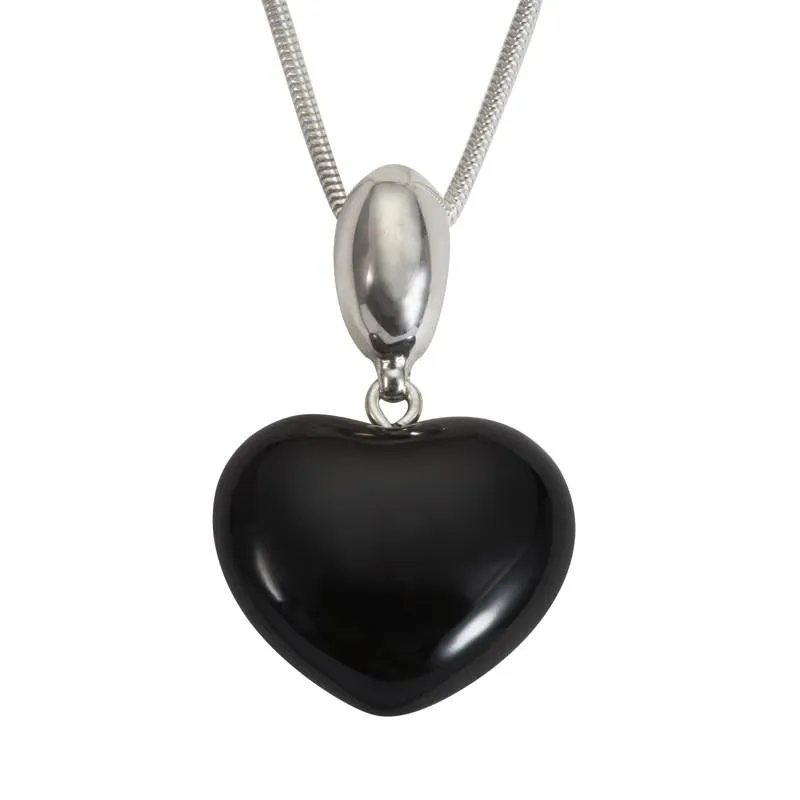 Sterling Silver Whitby Jet Heart Shaped Necklace sold by Jura Watches
