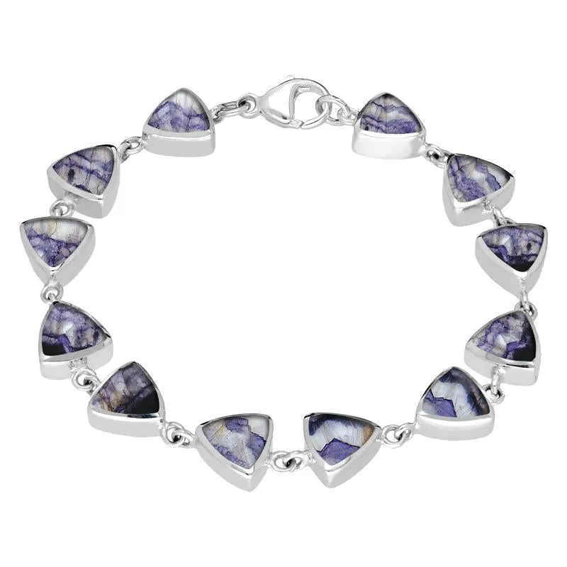 Sterling Silver Blue John Curved Triangle Bracelet sold by Jura Watches