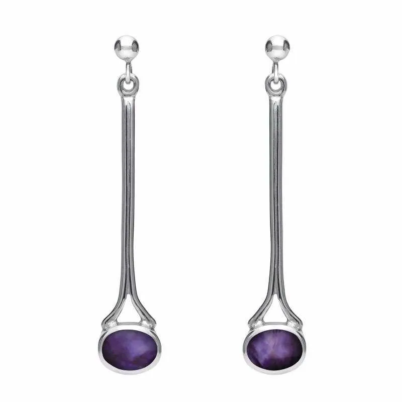 Sterling Silver Blue John Long Drop Earrings sold by Jura Watches