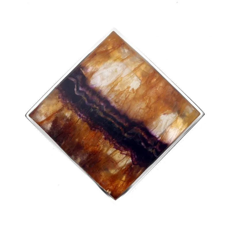 Sterling Silver Blue John Contemporary Square Brooch sold by Jura Watches