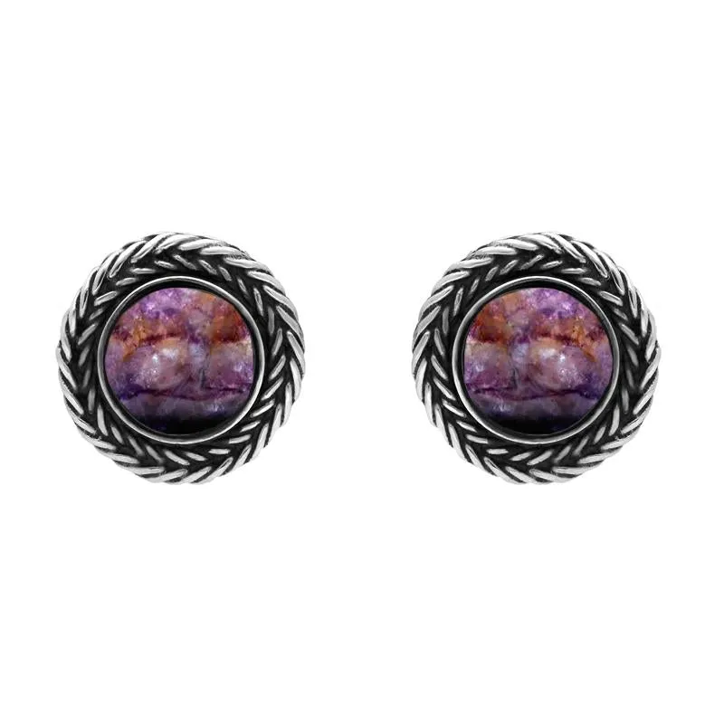 Sterling Silver Blue John Foxtail Round Stud Earrings D sold by Jura Watches