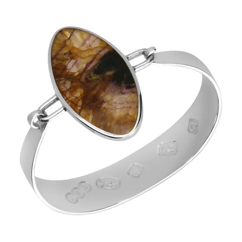 Sterling Silver Blue John Large Portrait Oval Bangle sold by Jura Watches