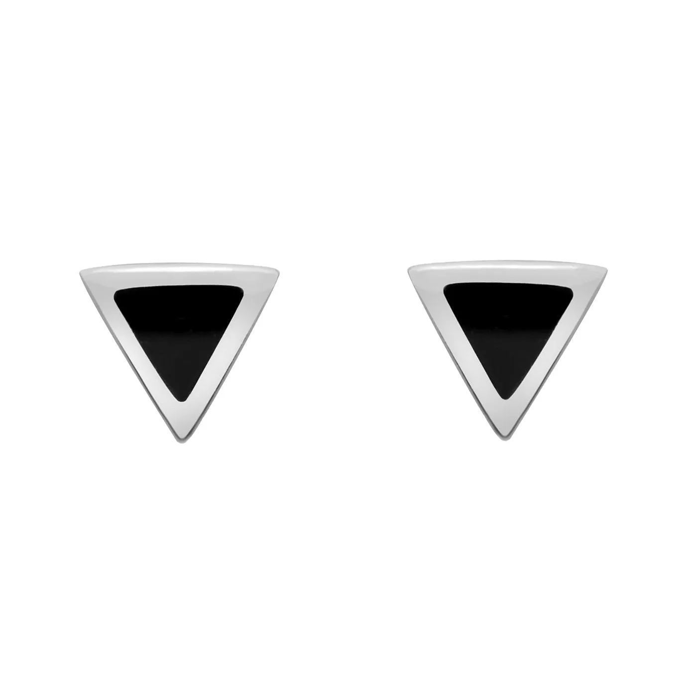 Sterling Silver Whitby Jet Dinky Triangle Stud Earrings sold by Jura Watches