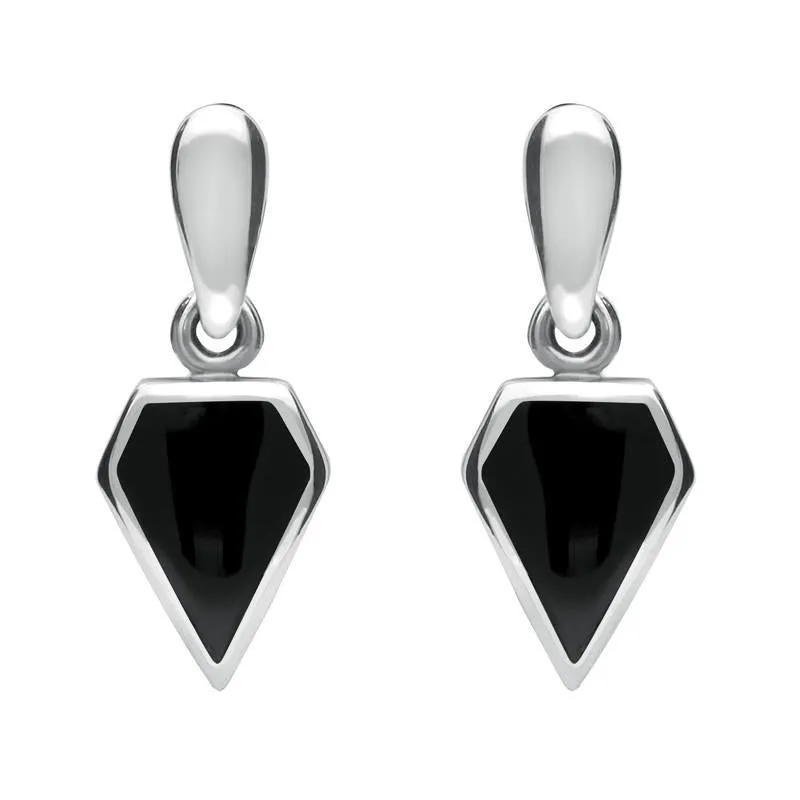 Sterling Silver Whitby Jet Small Kite Drop Earrings sold by Jura Watches
