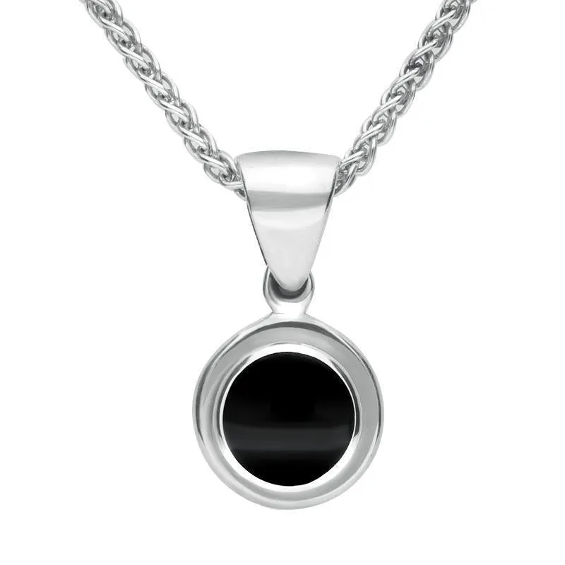 Sterling Silver Whitby Jet Round Ribbed Necklace sold by Jura Watches