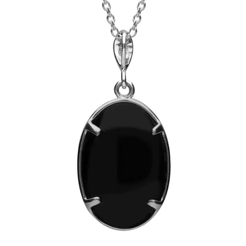 Sterling Silver Whitby Jet Marcasite Oval Art Deco Necklace sold by Jura Watches product image thumbnail 2