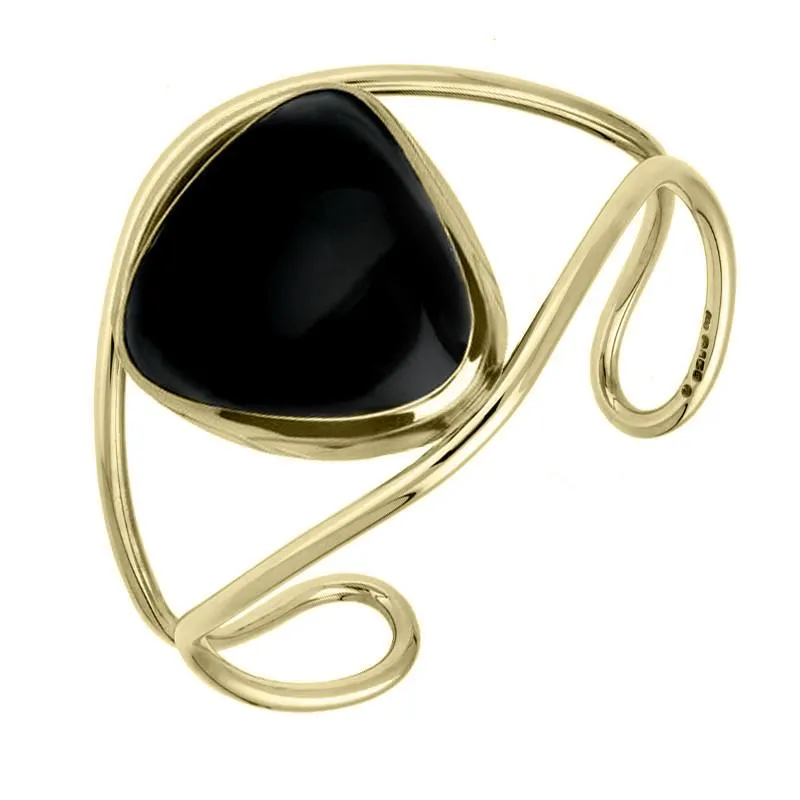 9ct Yellow Gold Whitby Jet Bangle Cuff sold by Jura Watches