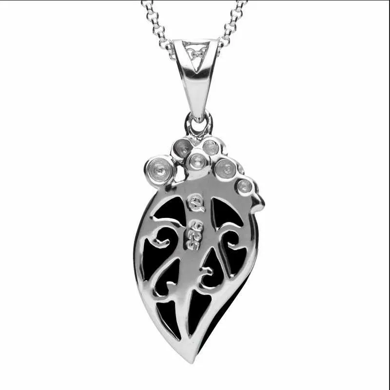 Sterling Silver Whitby Jet Marcasite Wave Bail Pear Necklace sold by Jura Watches product image thumbnail 2