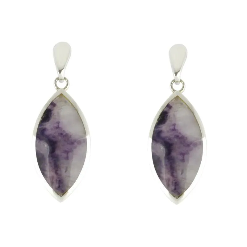Sterling Silver Blue John Marquise Drop Earrings sold by Jura Watches