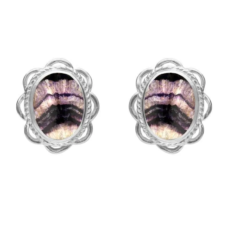 Sterling Silver Blue John Oval Frill Stud Earrings sold by Jura Watches