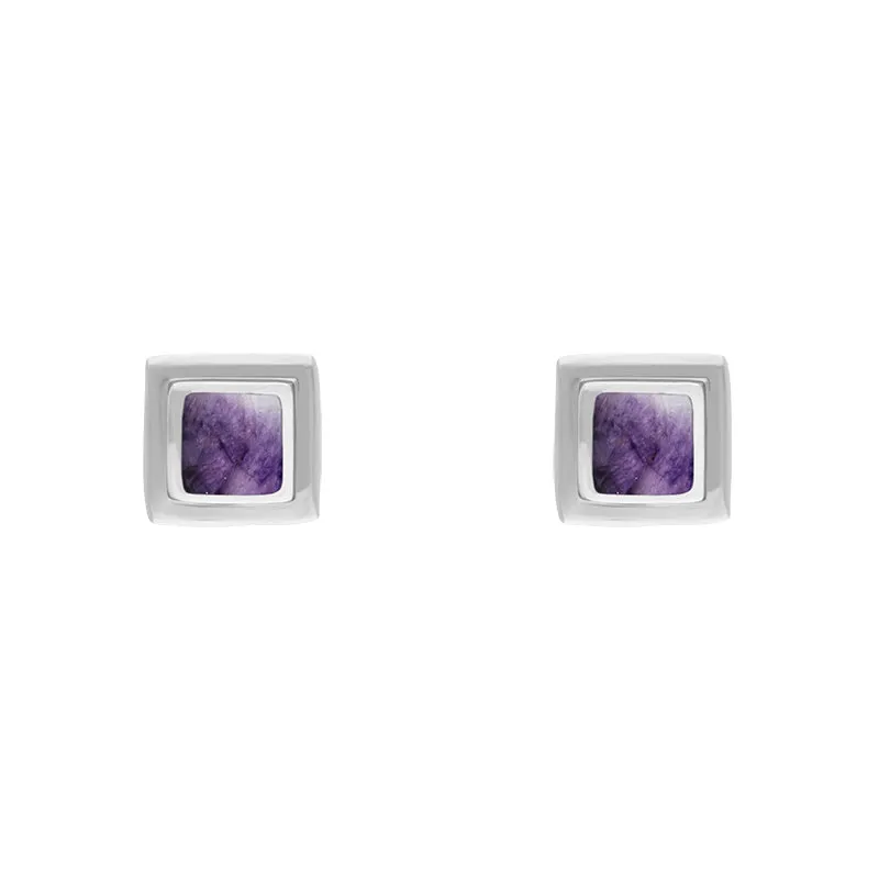 Sterling Silver Blue John Square Stud Earrings sold by Jura Watches