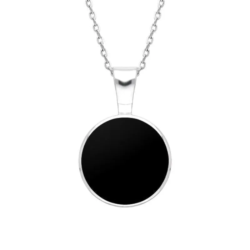 Sterling Silver Whitby Jet Heritage Round Necklace sold by Jura Watches