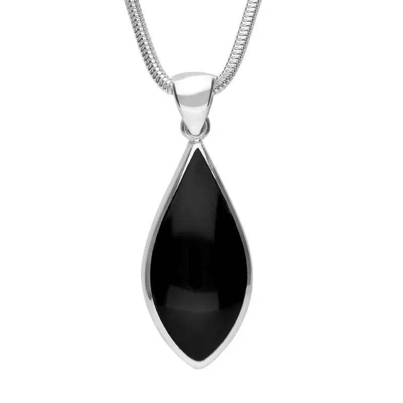 Sterling Silver Whitby Jet Pointed Pear Necklace sold by Jura Watches