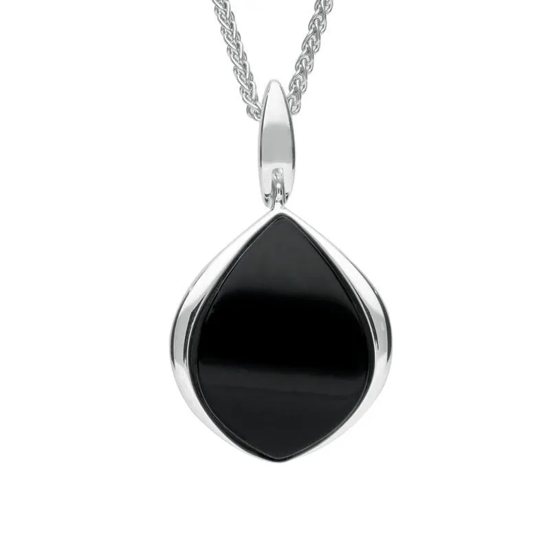 Sterling Silver Whitby Jet Curved Pear Drop Necklace sold by Jura Watches