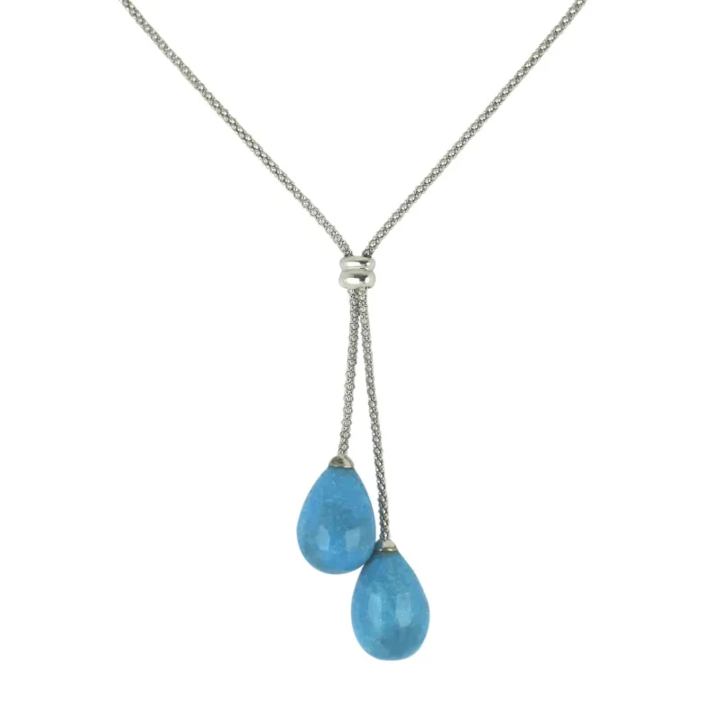 Sterling Silver Turquoise Two Drop Necklace D sold by Jura Watches