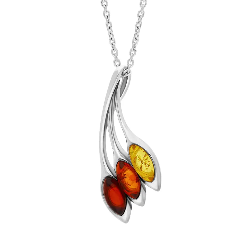 Sterling Silver Baltic Amber Three Leaf Necklace sold by Jura Watches product image thumbnail 2