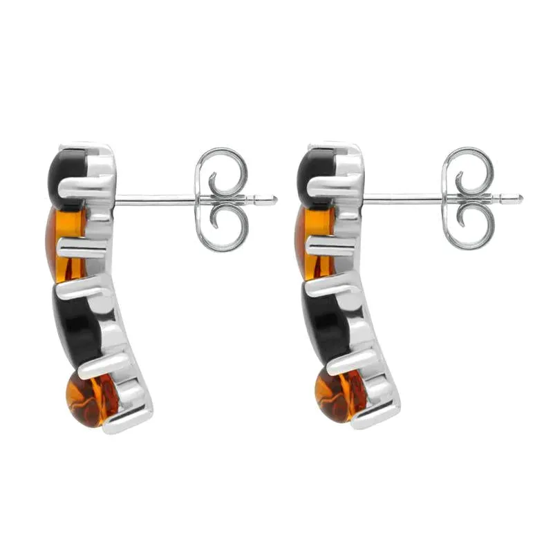 Sterling Silver Whitby Jet Amber Four Stone Stud Earrings sold by Jura Watches product image thumbnail 2