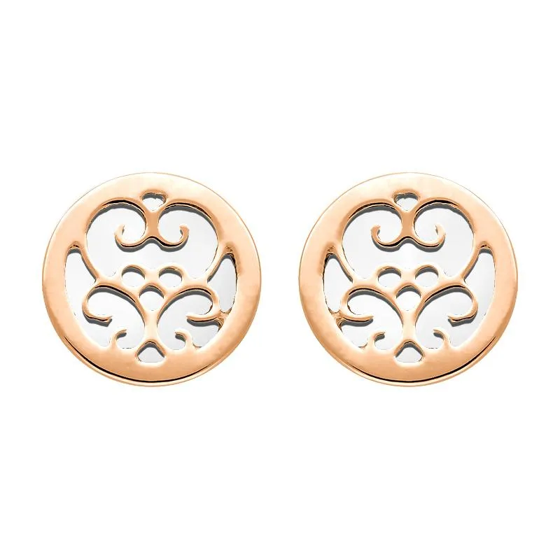 9ct Rose Gold Bauxite Flore Filigree Stud Earrings sold by Jura Watches
