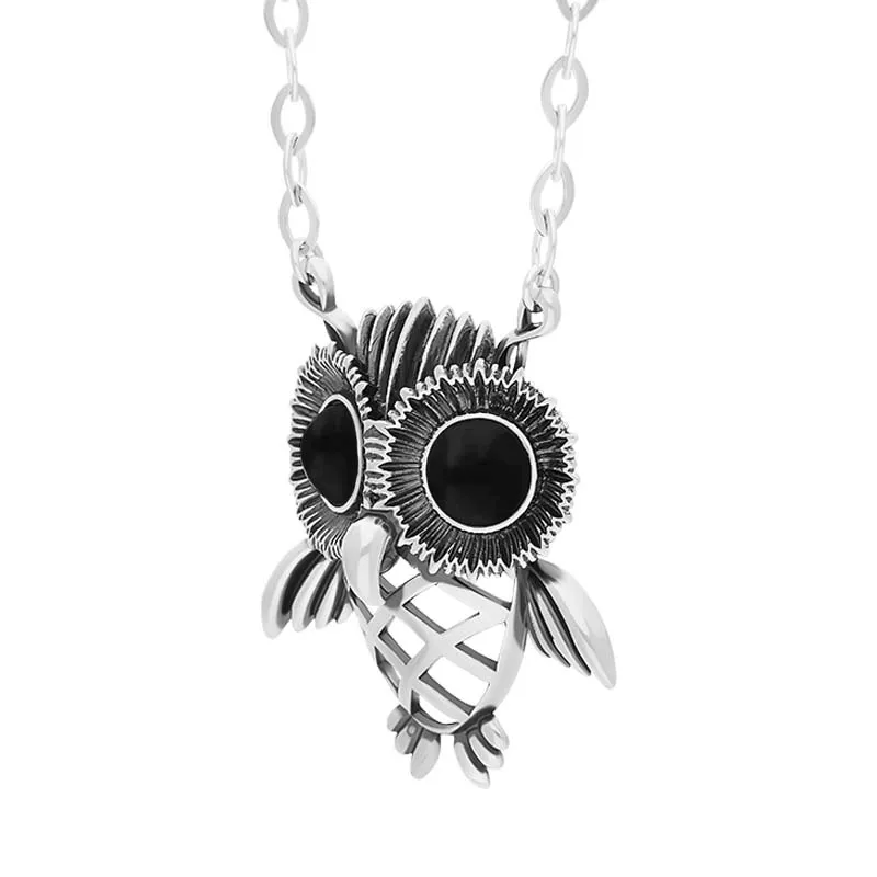 Sterling Silver Whitby Jet Owl Necklace sold by Jura Watches product image thumbnail 2