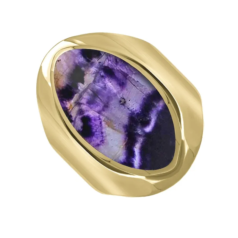 9ct Yellow Gold Blue John Medium Oval Ring sold by Jura Watches