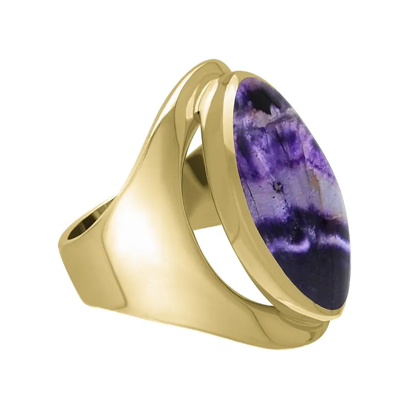 9ct Yellow Gold Blue John Medium Oval Ring sold by Jura Watches product image thumbnail 2