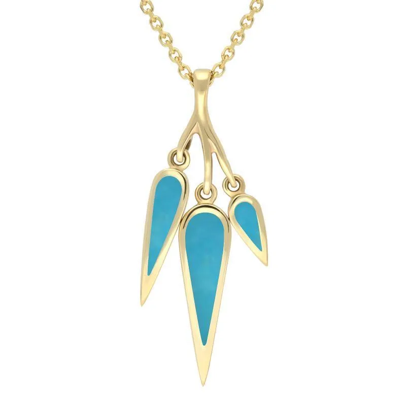 9ct Yellow Gold and Turquoise Toscana Three Drop Graduated Necklace sold by Jura Watches