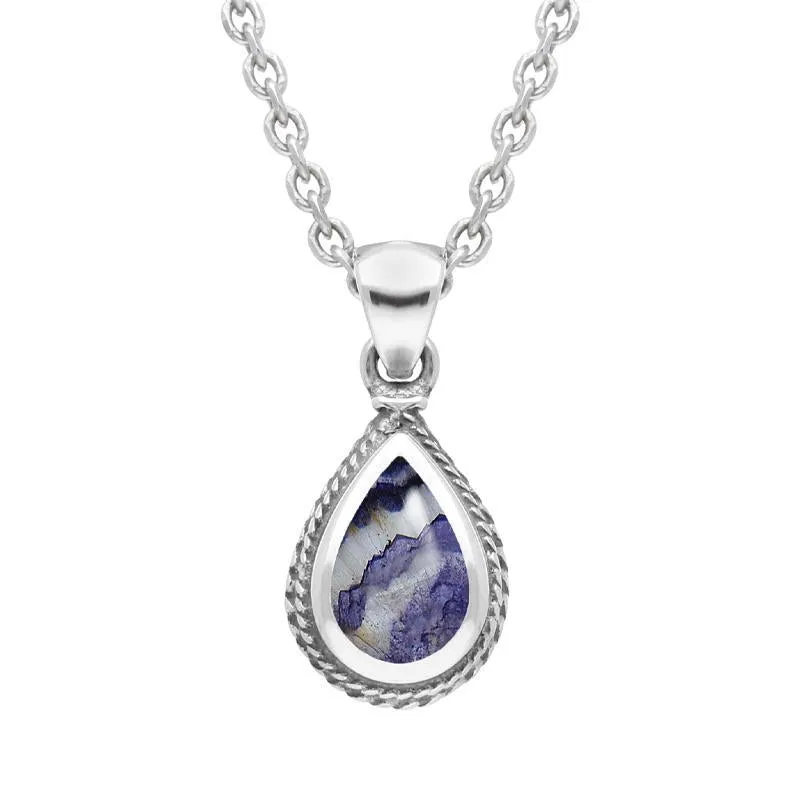 Sterling Silver Blue John Tear Drop Necklace sold by Jura Watches