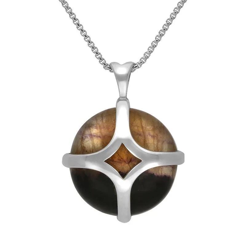Sterling Silver Blue John Round Open Cross Necklace sold by Jura Watches