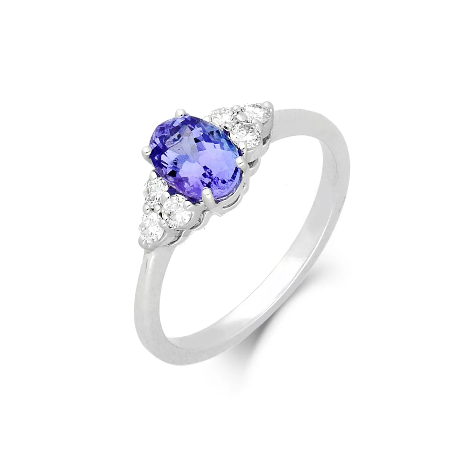 18ct White Gold 0.74ct Tanzanite Diamond Oval Ring sold by Jura Watches