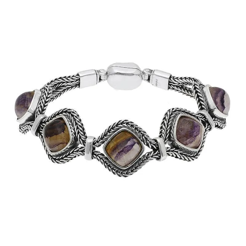 Sterling Silver Blue John Five Cushion Foxtail Bracelet D sold by Jura Watches