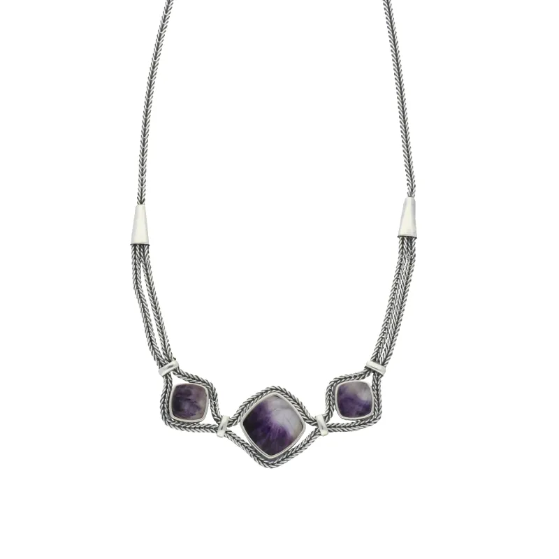 Sterling Silver Blue John Foxtail Cushion Necklace D sold by Jura Watches