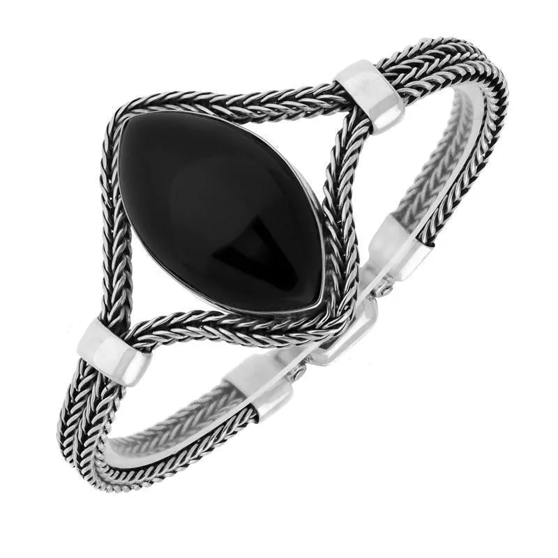 Sterling Silver Whitby Jet Foxtail Portrait Marquise Bracelet D sold by Jura Watches