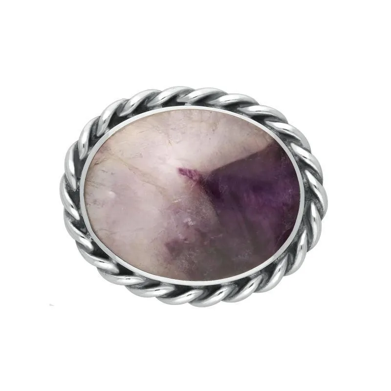 Sterling Silver Blue John Rope Edge Oval Brooch sold by Jura Watches