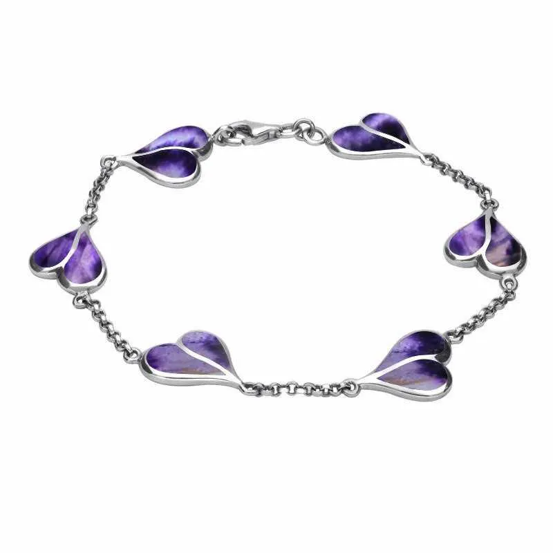 Sterling Silver Blue John Split Heart Bracelet sold by Jura Watches