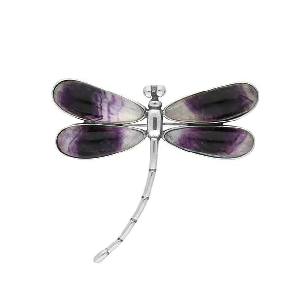 Sterling Silver Blue John Four Stone Dragonfly Brooch sold by Jura Watches