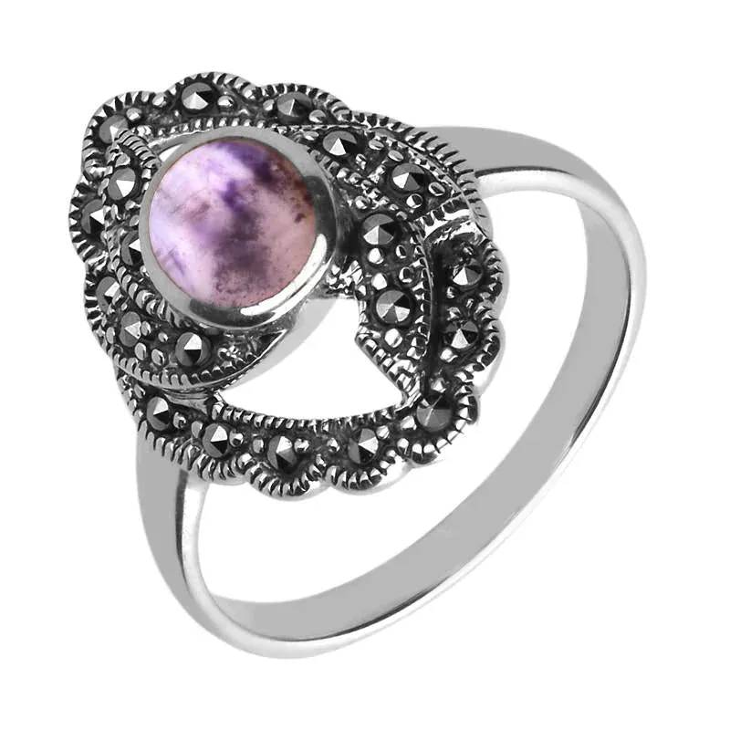 Sterling Silver Blue John Marquise Oval Centre Twisted Ring sold by Jura Watches