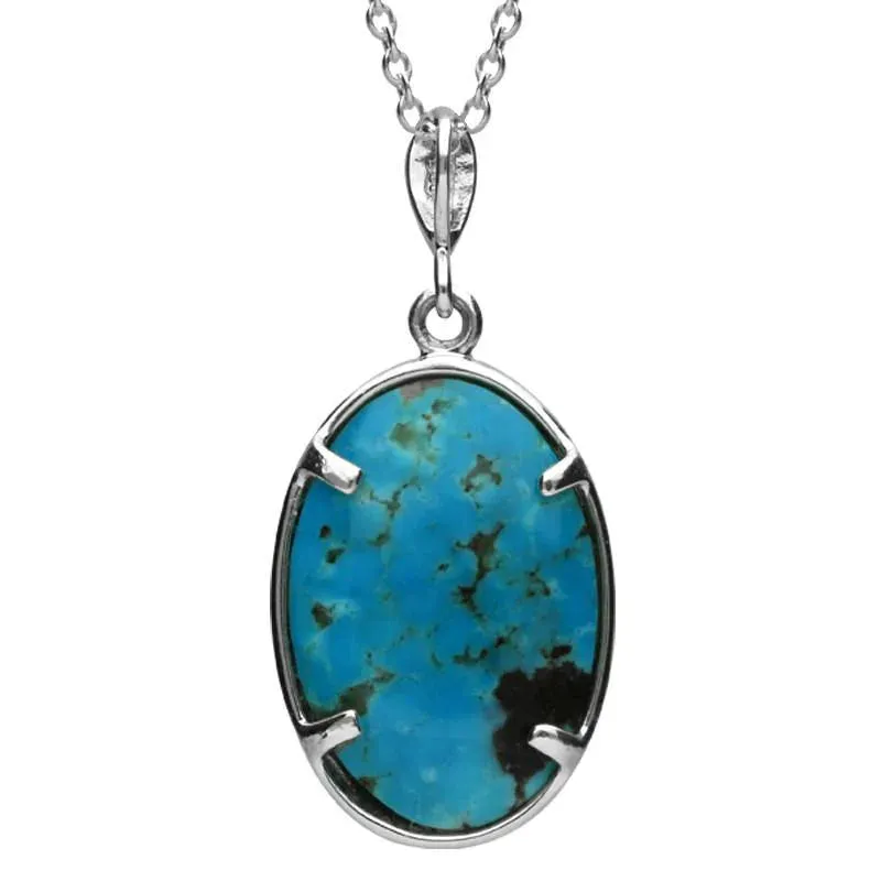 Sterling Silver Turquoise Marcasite Oval Art Deco Necklace sold by Jura Watches product image thumbnail 2