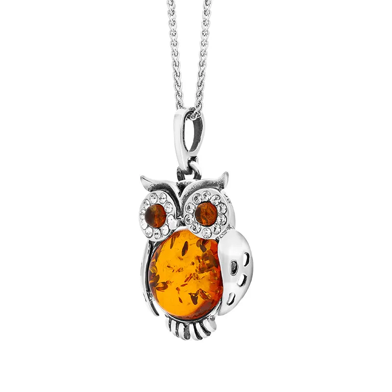 Sterling Silver Amber Zirconia Owl Necklace sold by Jura Watches product image thumbnail 2