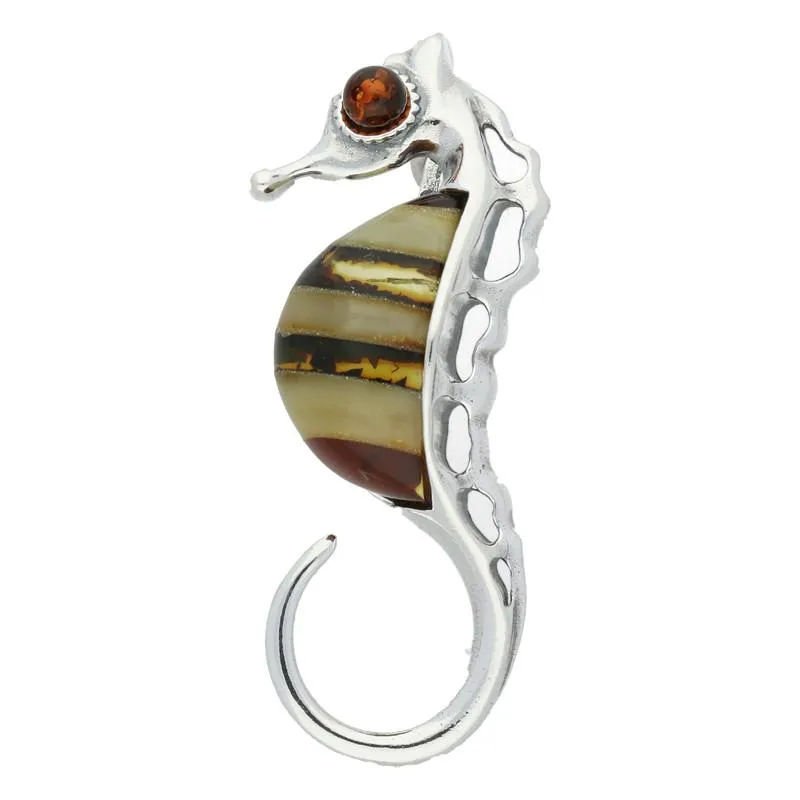 Sterling Silver Amber Medium Seahorse Necklace sold by Jura Watches