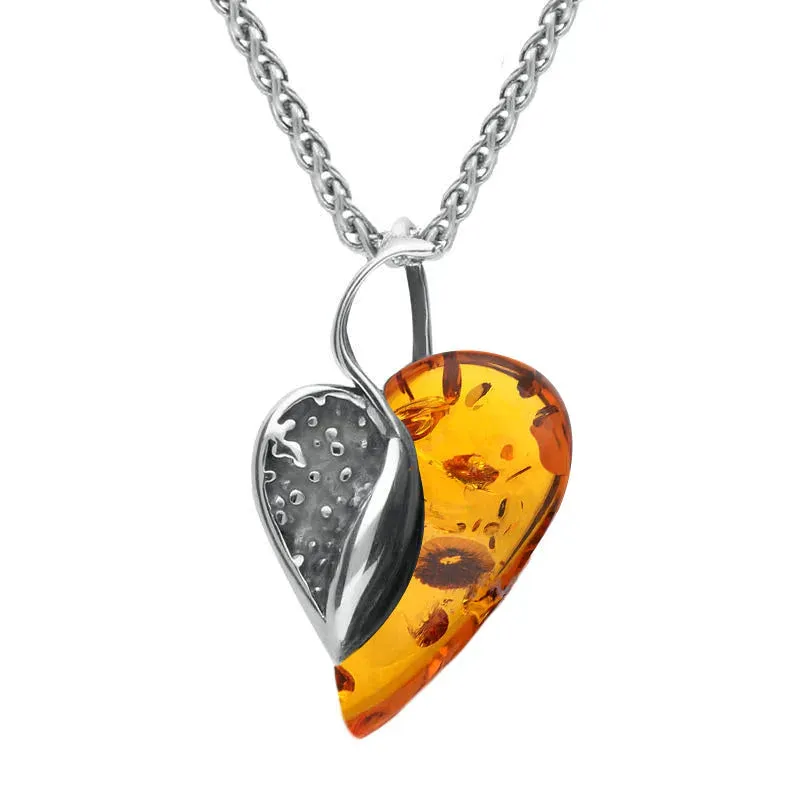 Sterling Silver Amber Small Swirl Heart Necklace sold by Jura Watches