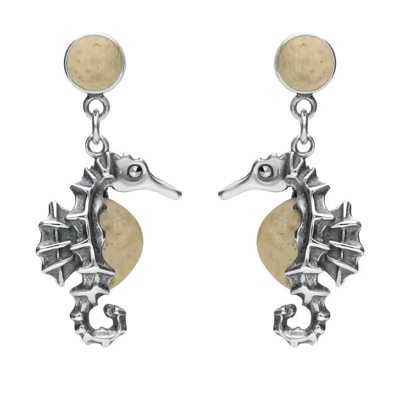Sterling Silver Coquina Seahorse Drop Earrings sold by Jura Watches