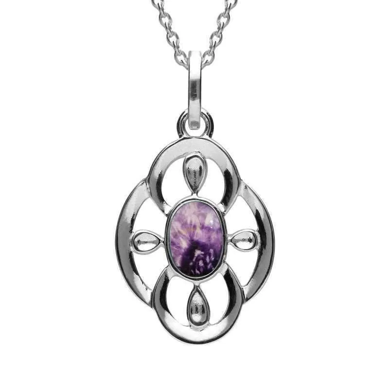 Sterling Silver Blue John Open Petal Flower Neckace sold by Jura Watches