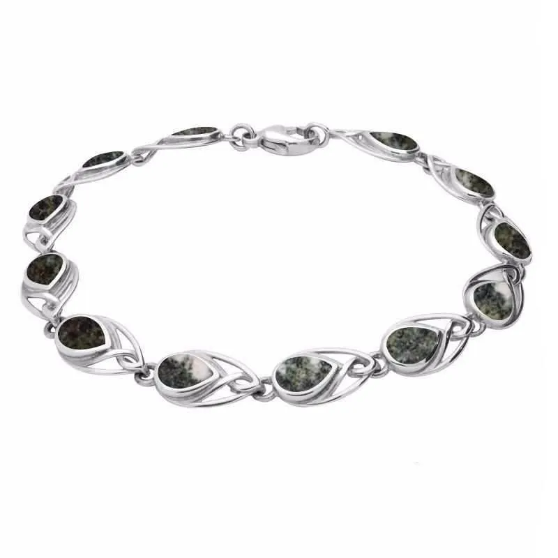 Sterling Silver Preseli Bluestone Celtic Twelve Stone Pear Bracelet sold by Jura Watches