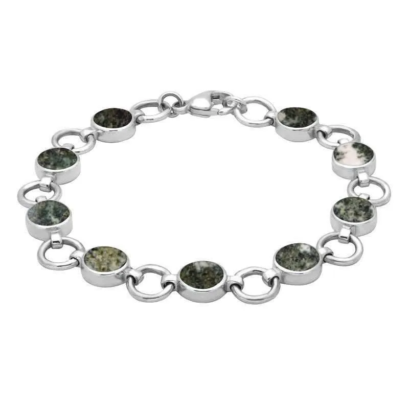 Sterling Silver Preseli Bluestone Nine Stone Round Ring Bracelet sold by Jura Watches