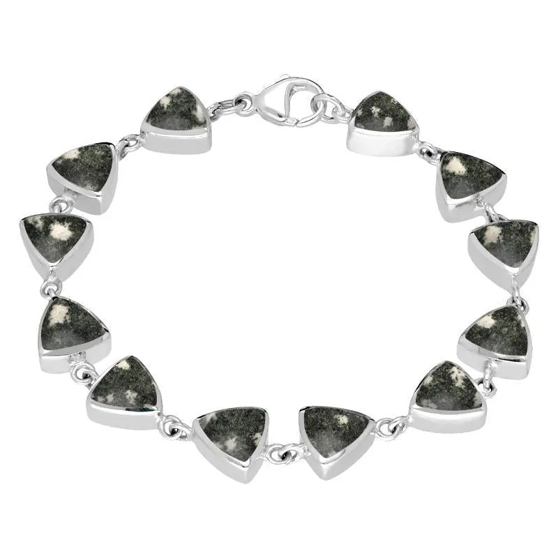 Sterling Silver Preseli Bluestone Curved Triangle Bracelet sold by Jura Watches